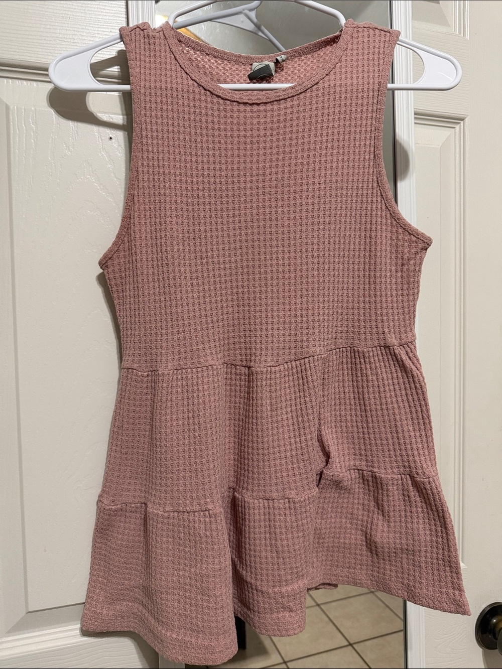 Paper Crane Dusty Rose Waffle Tiered Tunic